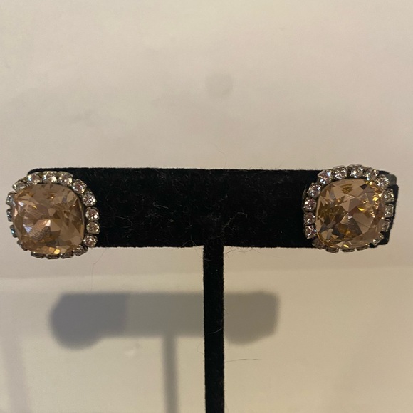 J Crew pink crystal stud earring with pave surround - Picture 3 of 4